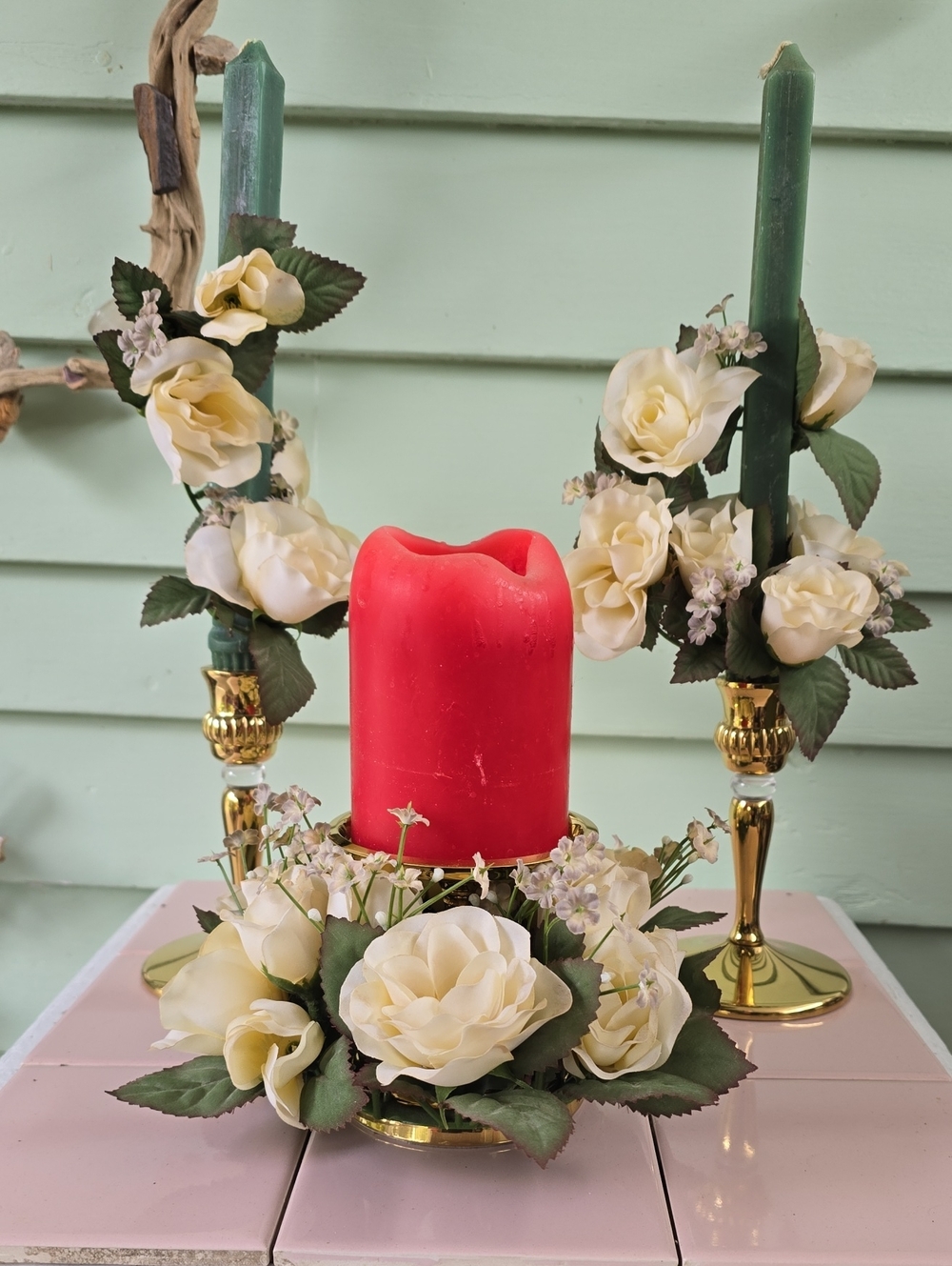Partylite 8 Peice Candle Set. Classic Floral Candle Centerpiece